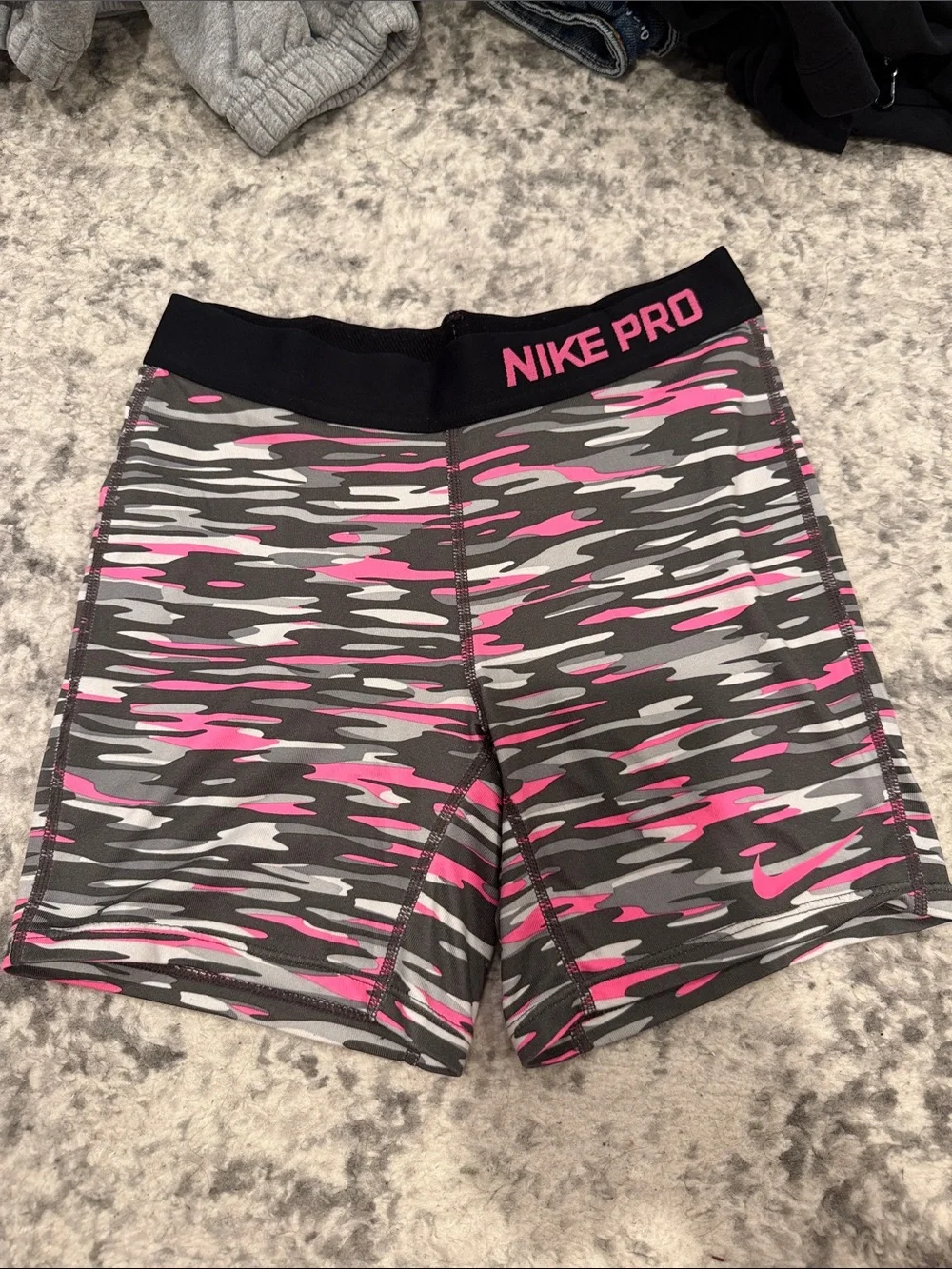 Nike Pro Gray and Pink Camo Bike Shorts
